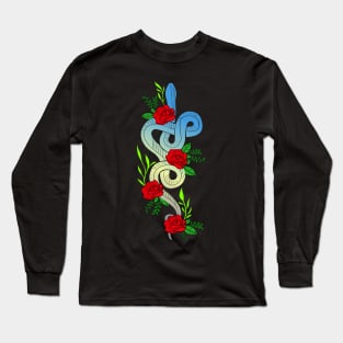 Beautiful snake with flowers Long Sleeve T-Shirt